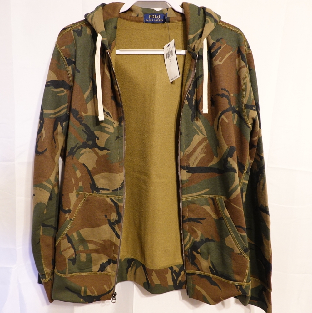 🆕 POLO RALPH LAUREN CAMO FLEECE HOODIE - Picture 3 of 5